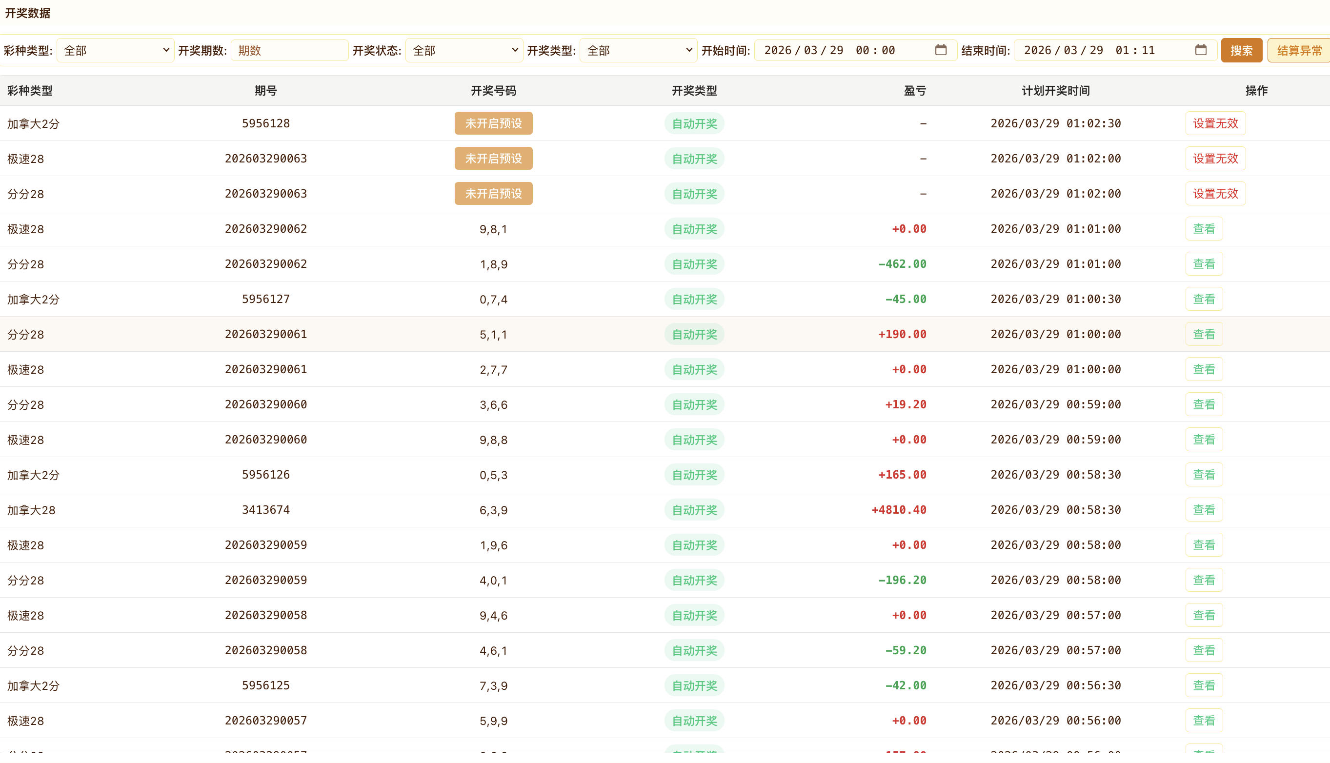 开奖历史报表