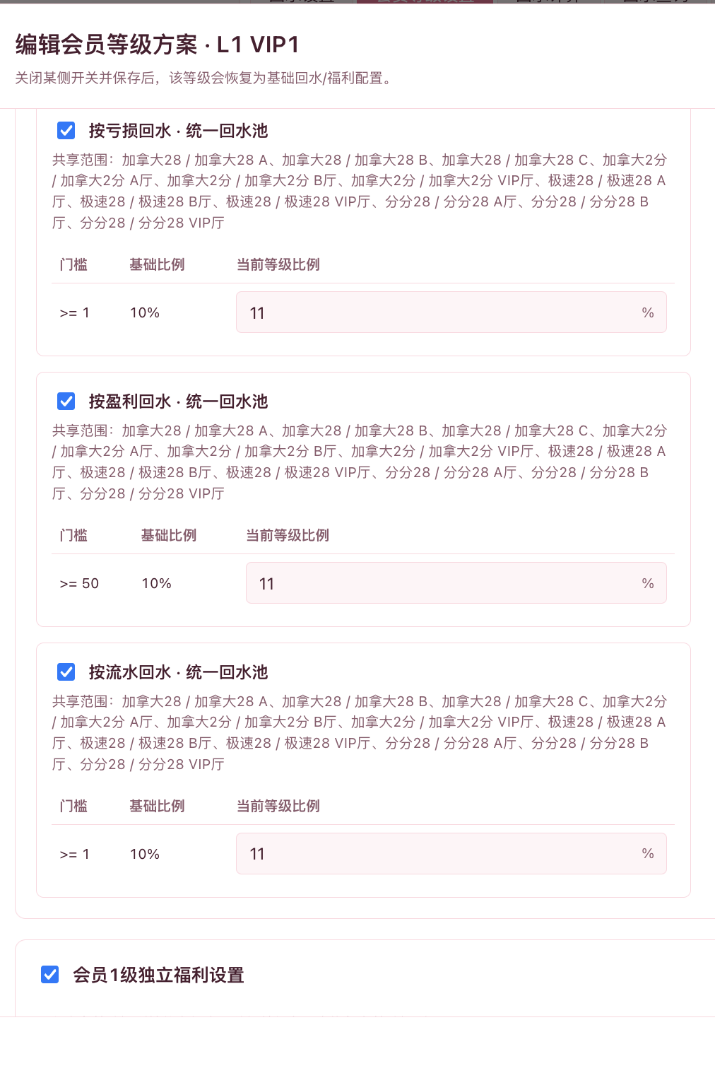 会员等级详情编辑